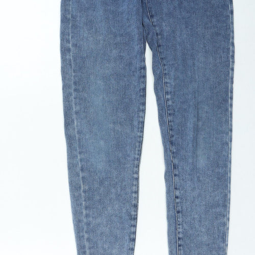 Denim & Co. Womens Blue Cotton Straight Jeans Size 6 L25 in Regular Zip