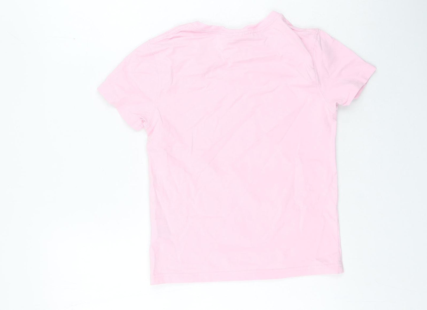 Animal Womens Pink Cotton Basic T-Shirt Size 10 Round Neck