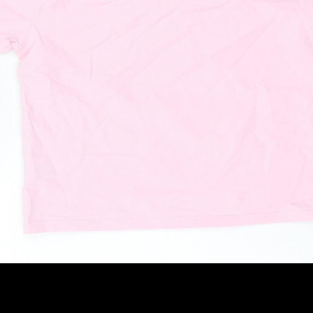 Animal Womens Pink Cotton Basic T-Shirt Size 10 Round Neck