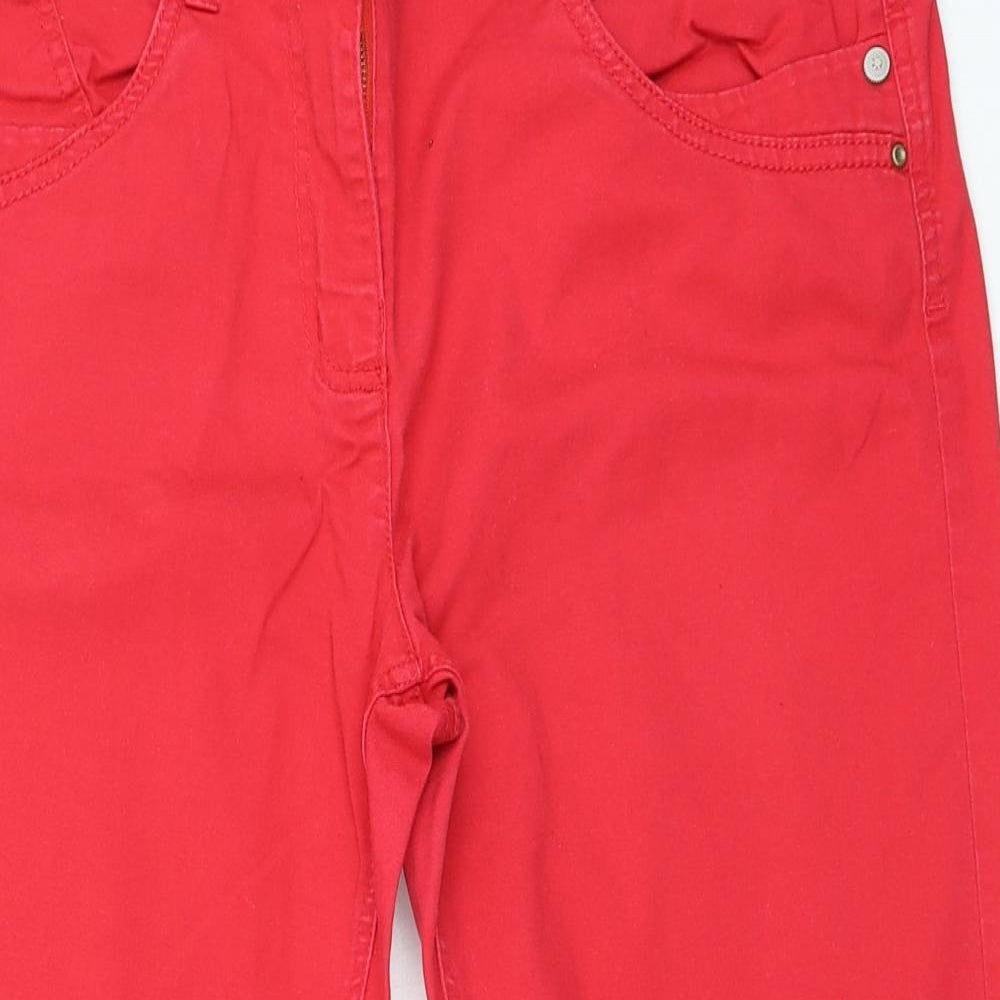 George Womens Red Cotton Cropped Jeans Size 14 L20 in Regular Zip