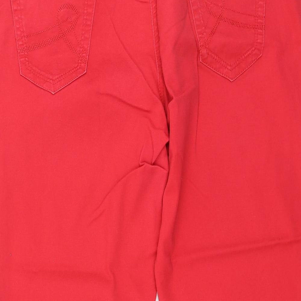 George Womens Red Cotton Cropped Jeans Size 14 L20 in Regular Zip