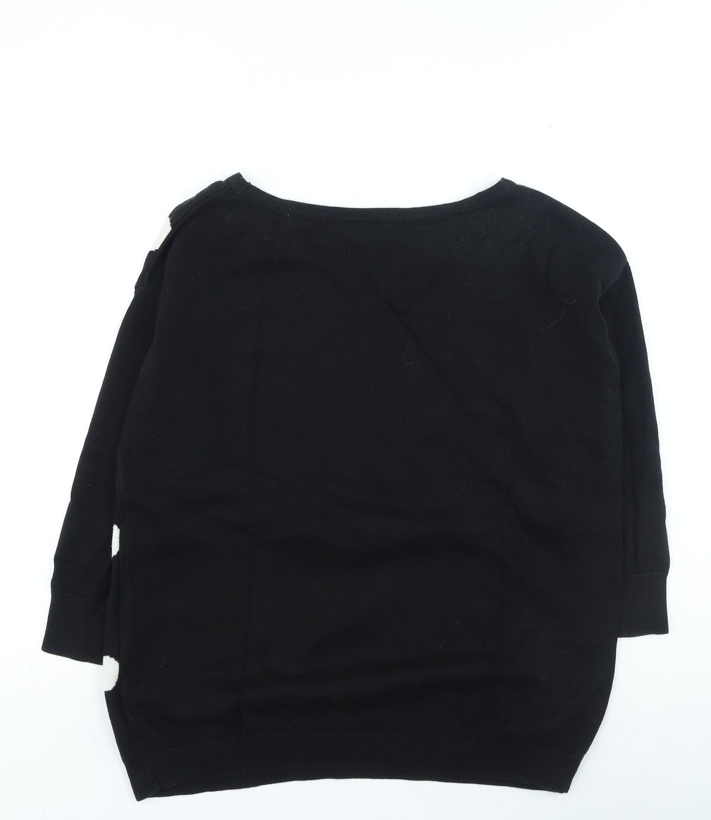 Wallis Womens Black Round Neck Polka Dot Cotton Pullover Jumper Size S