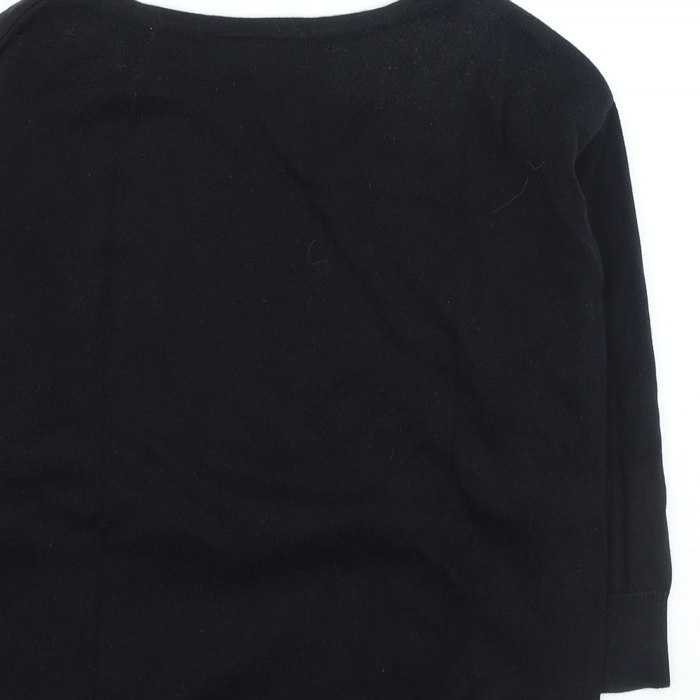 Wallis Womens Black Round Neck Polka Dot Cotton Pullover Jumper Size S