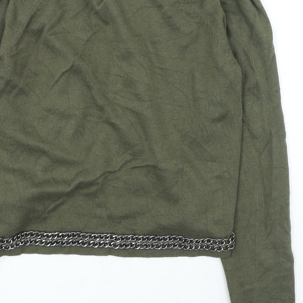 H&M Womens Green Round Neck Viscose Cardigan Jumper Size 2