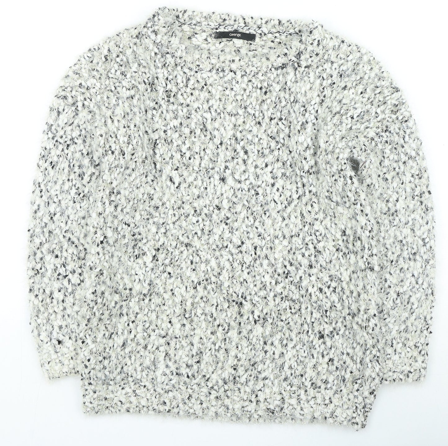 George Womens Ivory Round Neck Polyester Pullover Jumper Size 8