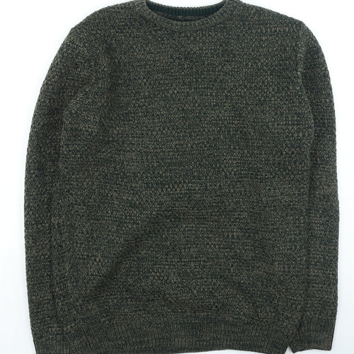 Easy Mens Green Round Neck Acrylic Pullover Jumper Size M