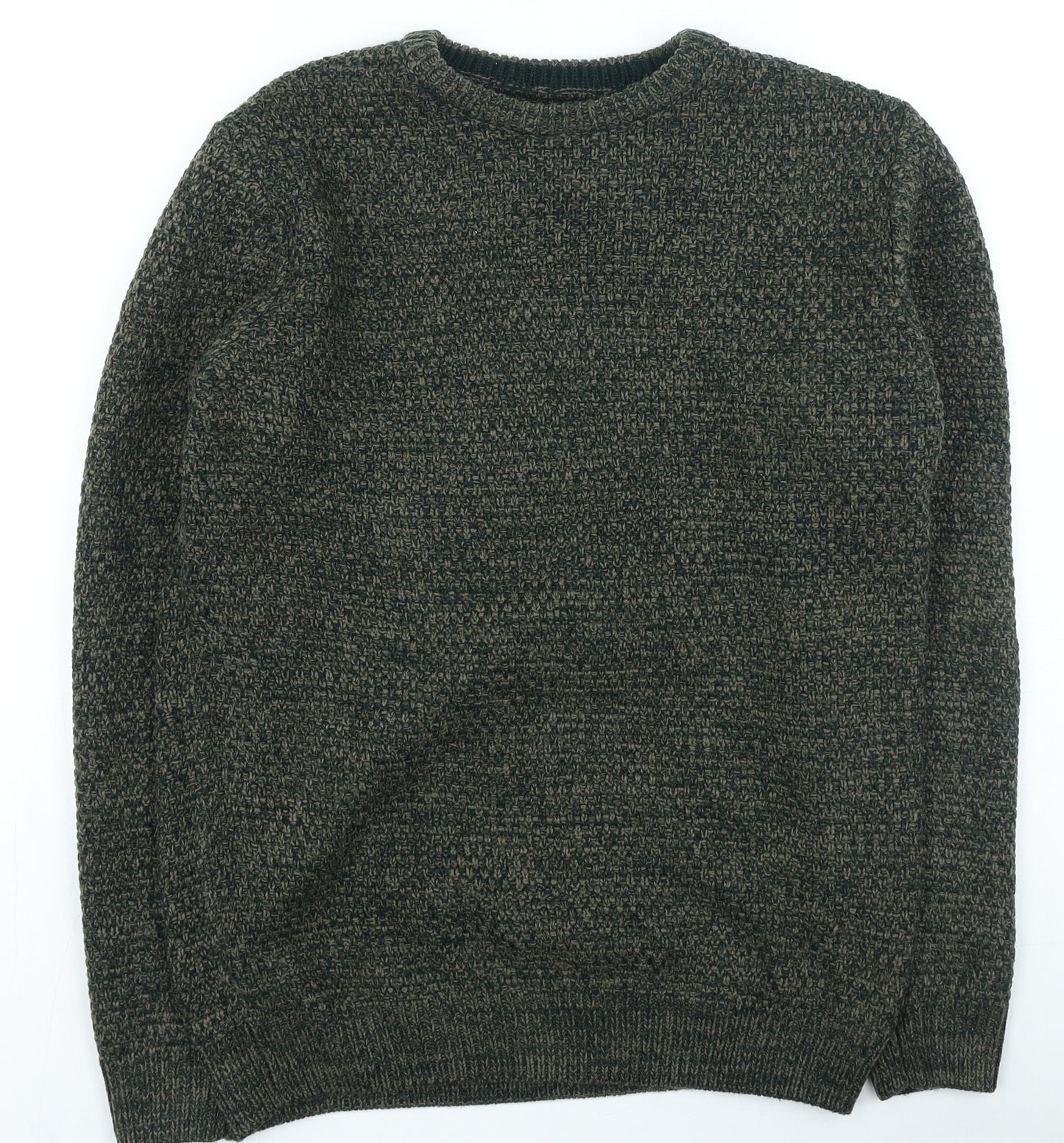 Easy Mens Green Round Neck Acrylic Pullover Jumper Size M