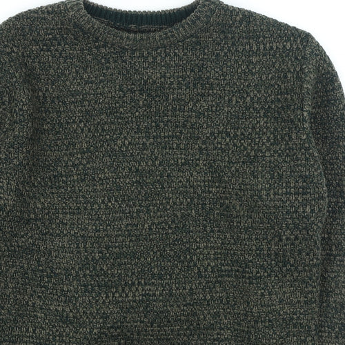 Easy Mens Green Round Neck Acrylic Pullover Jumper Size M
