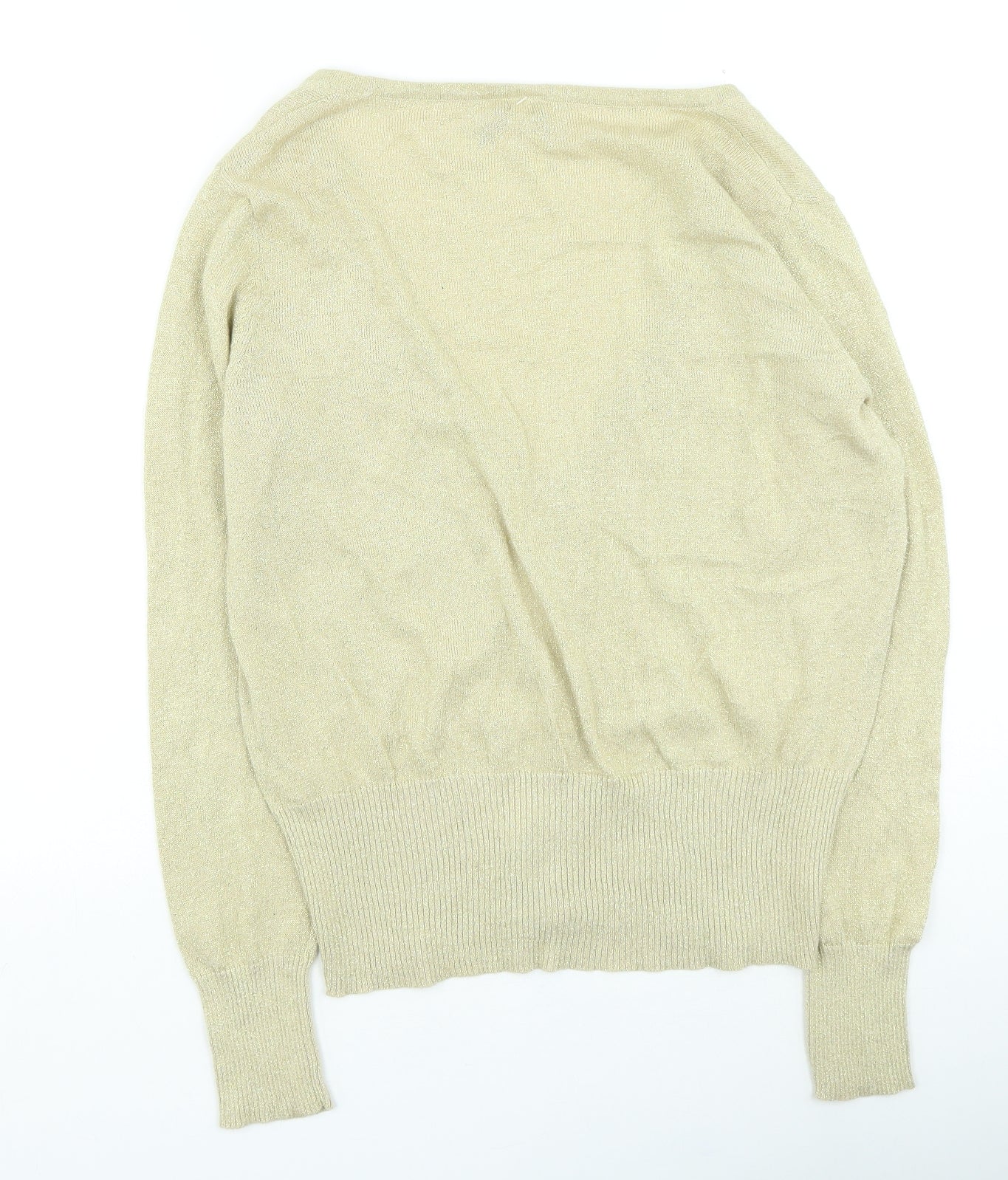 NEXT Womens Gold Round Neck Cotton Cardigan Jumper Size 18