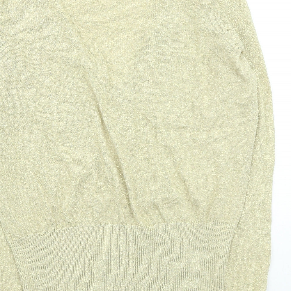 NEXT Womens Gold Round Neck Cotton Cardigan Jumper Size 18