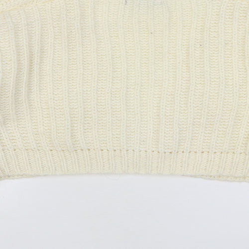 SheIn Womens Beige V-Neck Polyester Cardigan Jumper Size 12