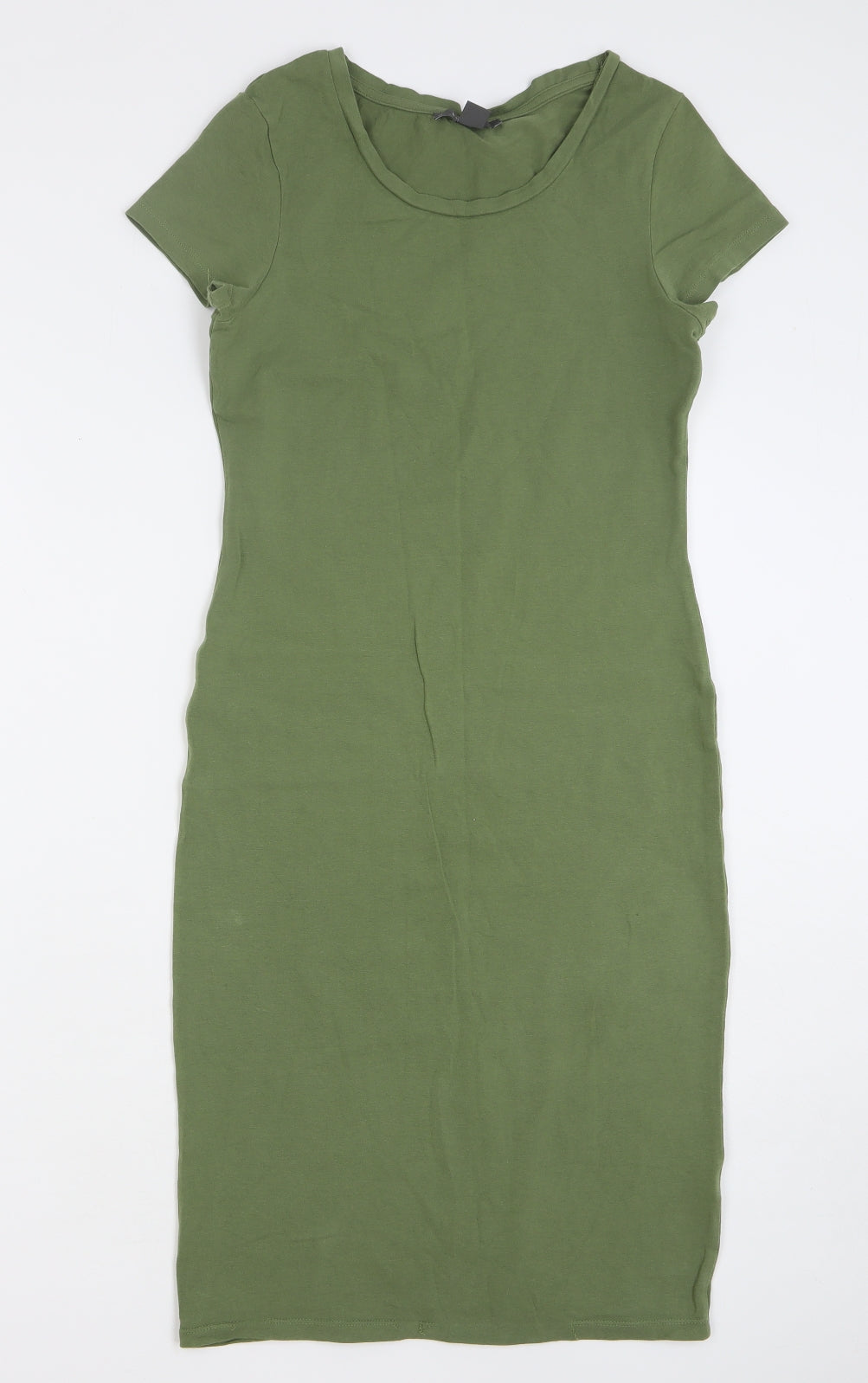 Primark Womens Green Cotton T-Shirt Dress Size 12 Round Neck Pullover