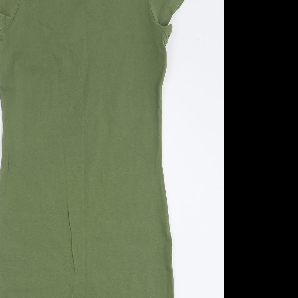 Primark Womens Green Cotton T-Shirt Dress Size 12 Round Neck Pullover