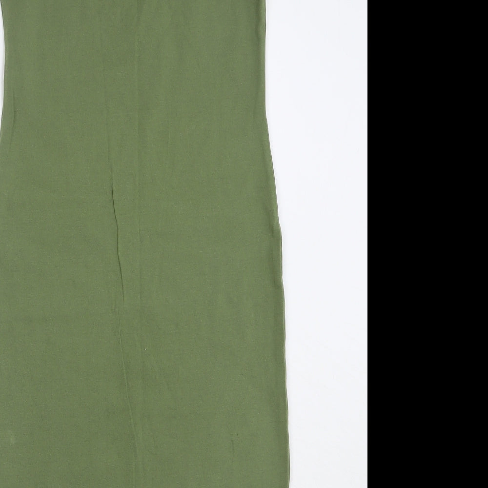Primark Womens Green Cotton T-Shirt Dress Size 12 Round Neck Pullover