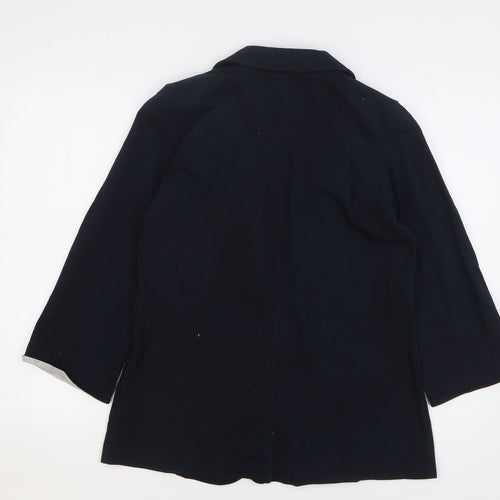 Denim & Co. Womens Blue Cotton Jacket Blazer Size 10
