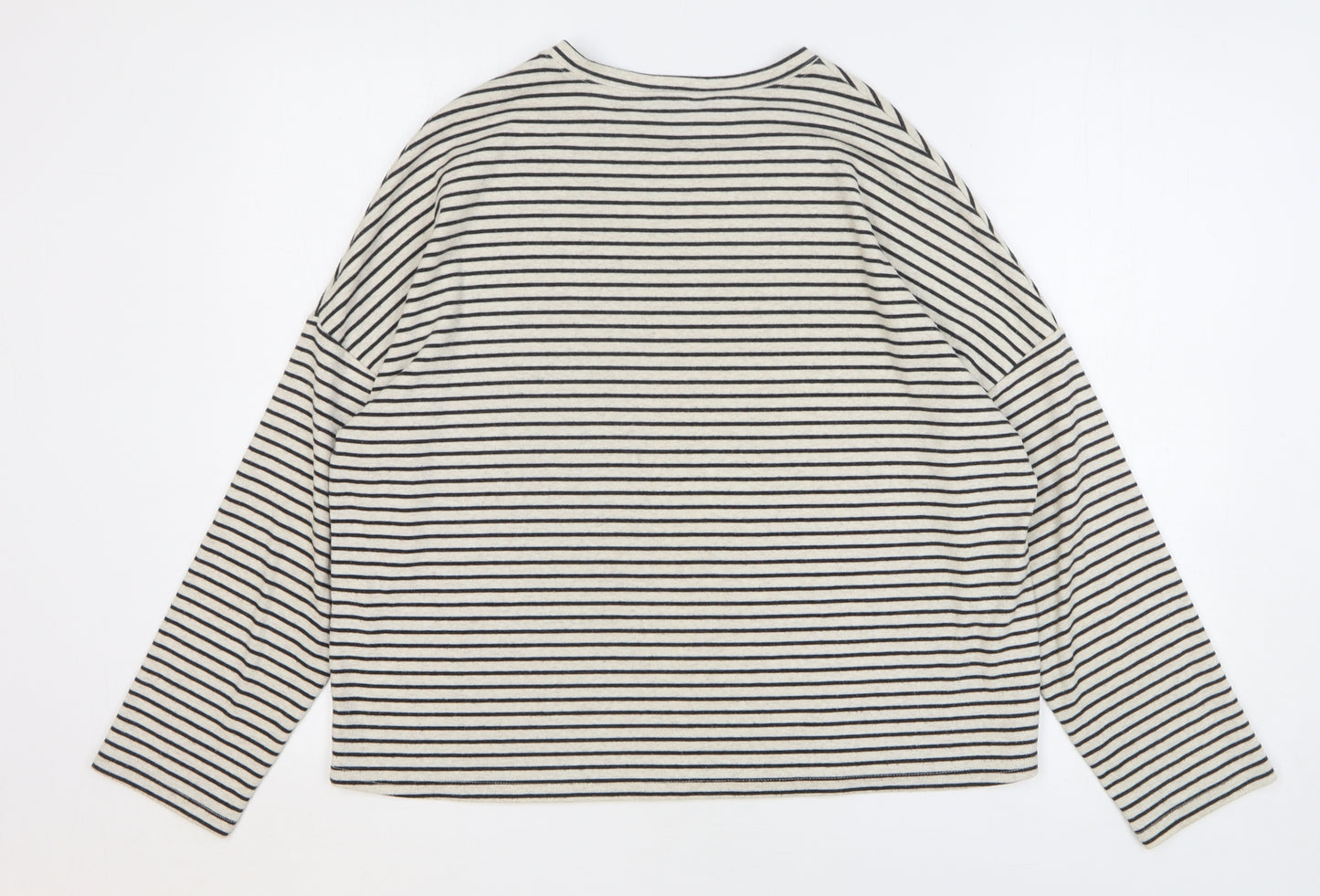 New Look Womens Beige Round Neck Striped Polyester Pullover Jumper Size 12