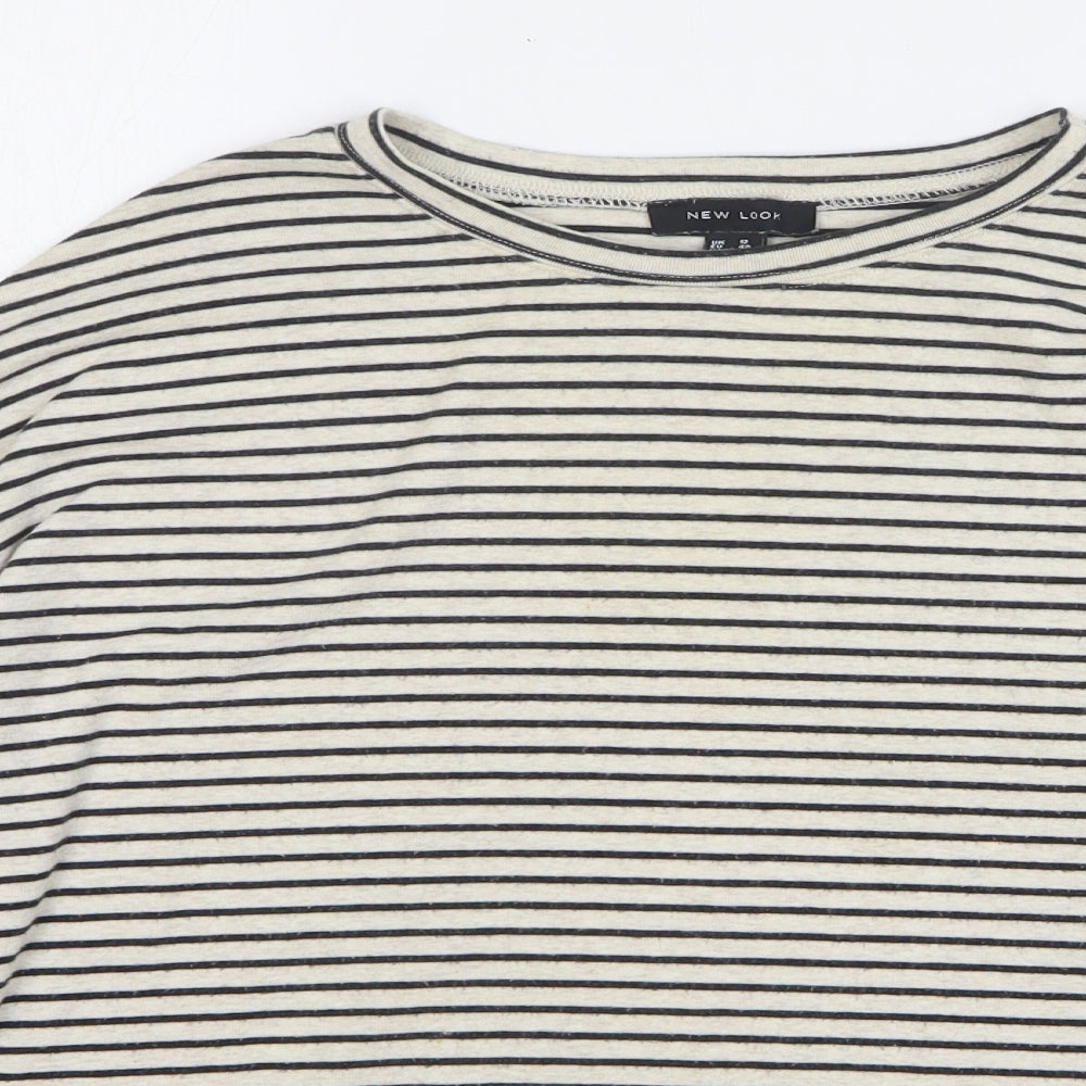 New Look Womens Beige Round Neck Striped Polyester Pullover Jumper Size 12