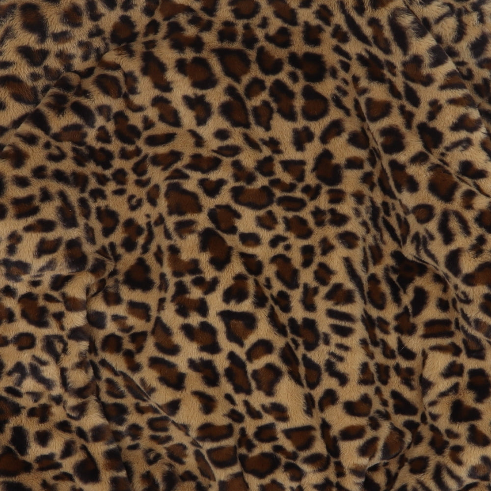PRETTYLITTLETHING Womens Beige Animal Print Jacket Size S Zip - Leopard Print