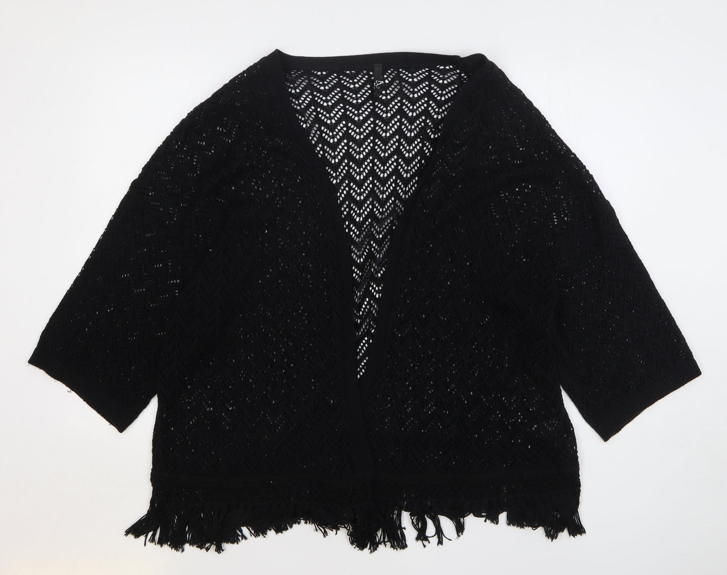 Yours Womens Black V-Neck Acrylic Cardigan Jumper Size 22
