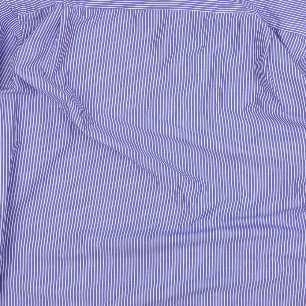 Pierre Cardin Mens Blue Striped Polyester Button-Up Size 2XL Collared Button