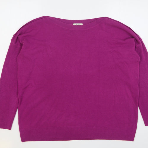 TU Womens Purple Boat Neck Acrylic Pullover Jumper Size 18