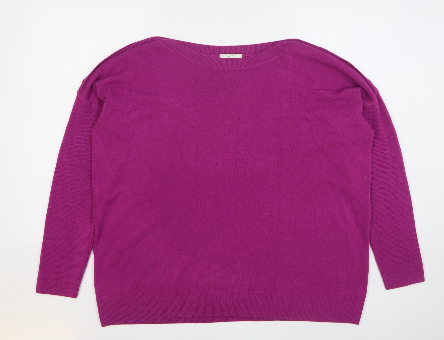 TU Womens Purple Boat Neck Acrylic Pullover Jumper Size 18