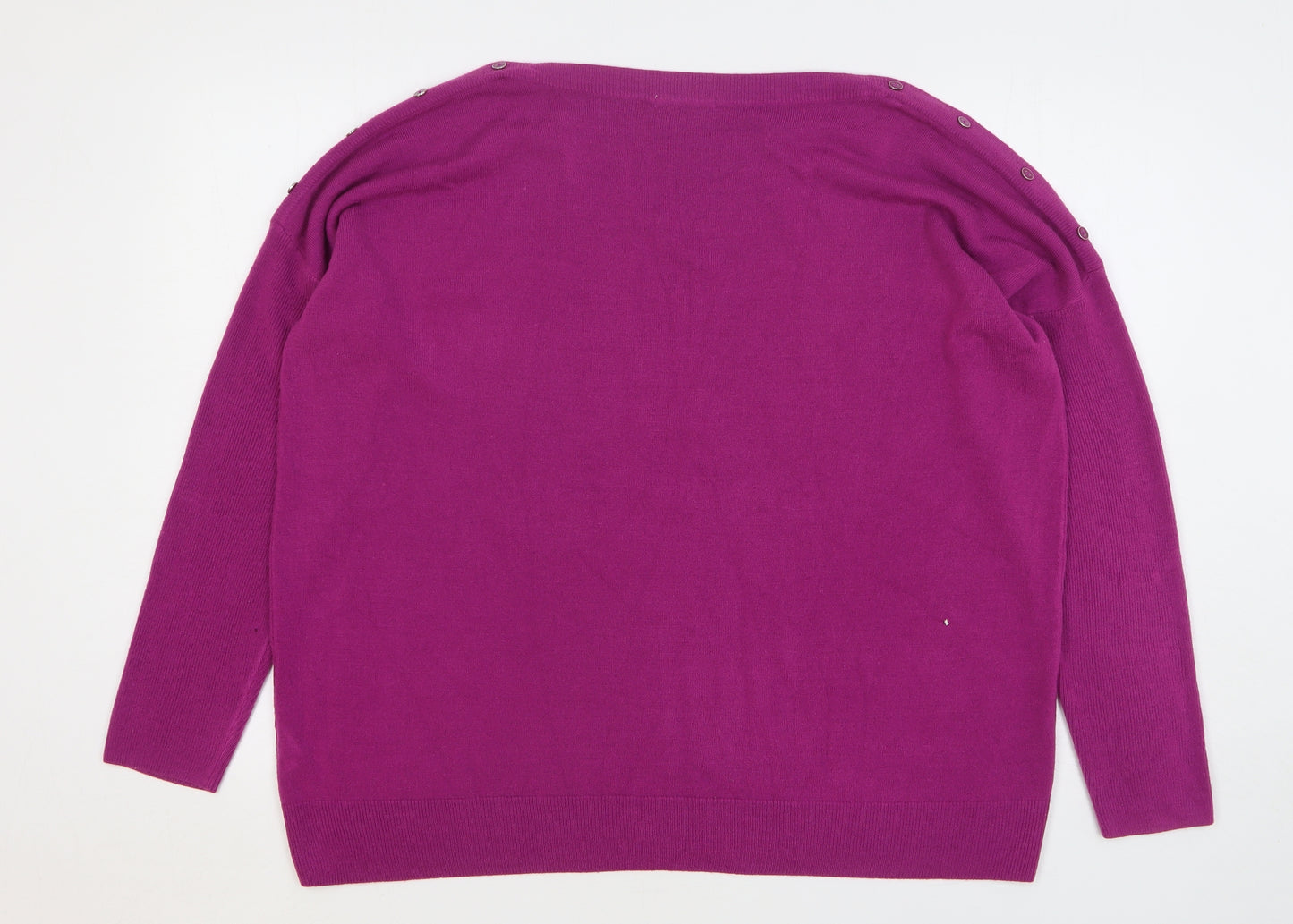 TU Womens Purple Boat Neck Acrylic Pullover Jumper Size 18