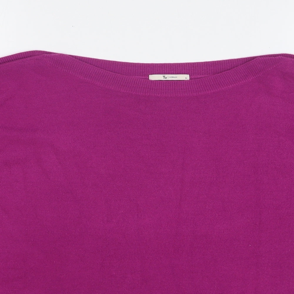 TU Womens Purple Boat Neck Acrylic Pullover Jumper Size 18