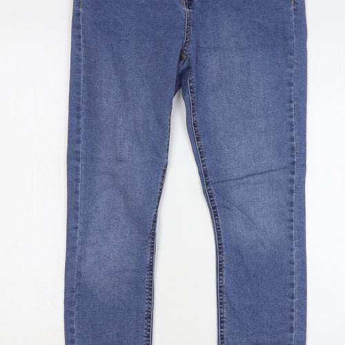 Denim & Co. Womens Blue Cotton Skinny Jeans Size 14 L29 in Regular Button