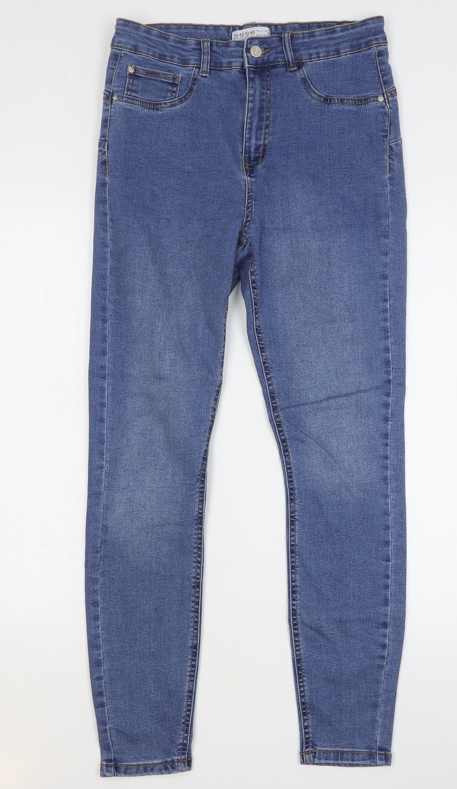 Denim & Co. Womens Blue Cotton Skinny Jeans Size 14 L29 in Regular Button