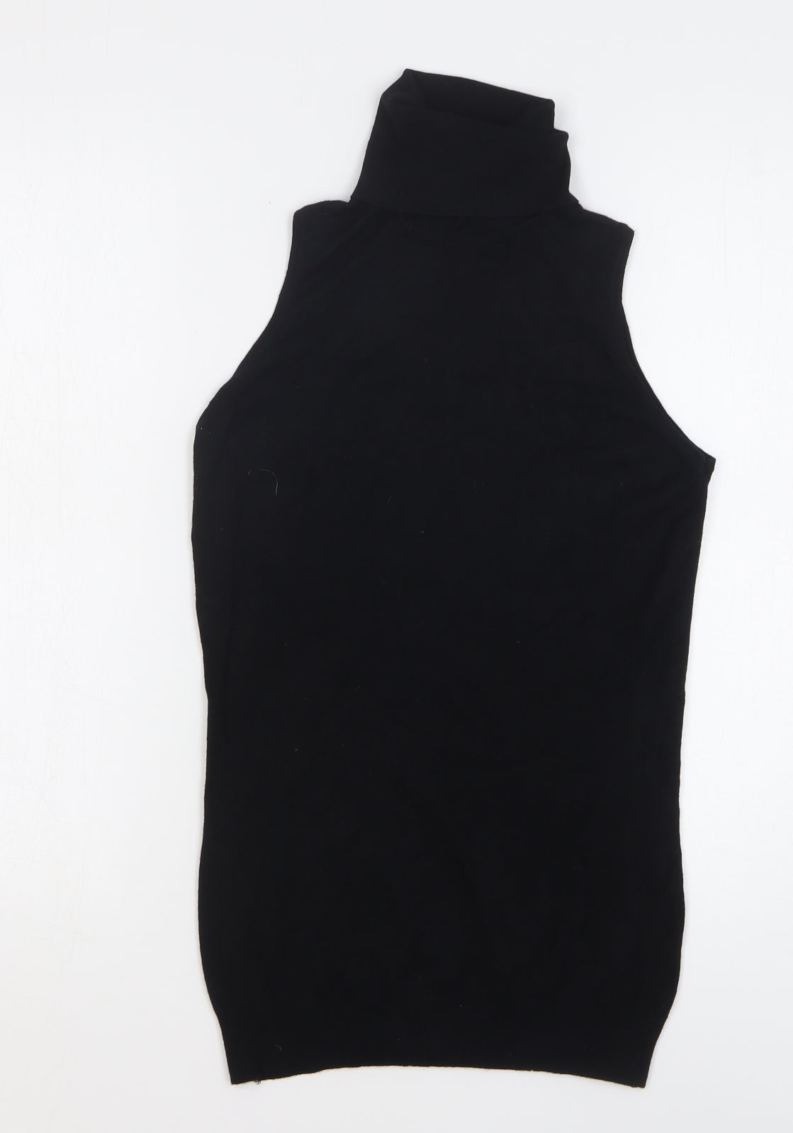 Xdye Womens Black Roll Neck Acrylic Vest Jumper Size M