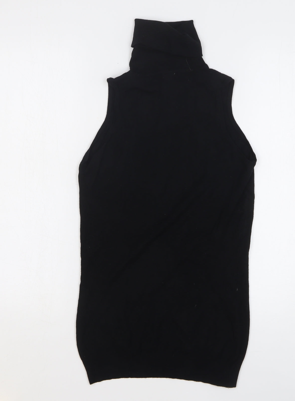 Xdye Womens Black Roll Neck Acrylic Vest Jumper Size M
