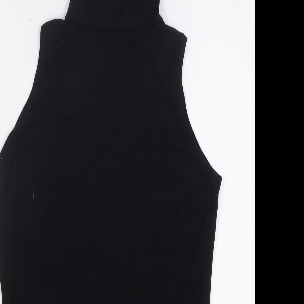 Xdye Womens Black Roll Neck Acrylic Vest Jumper Size M