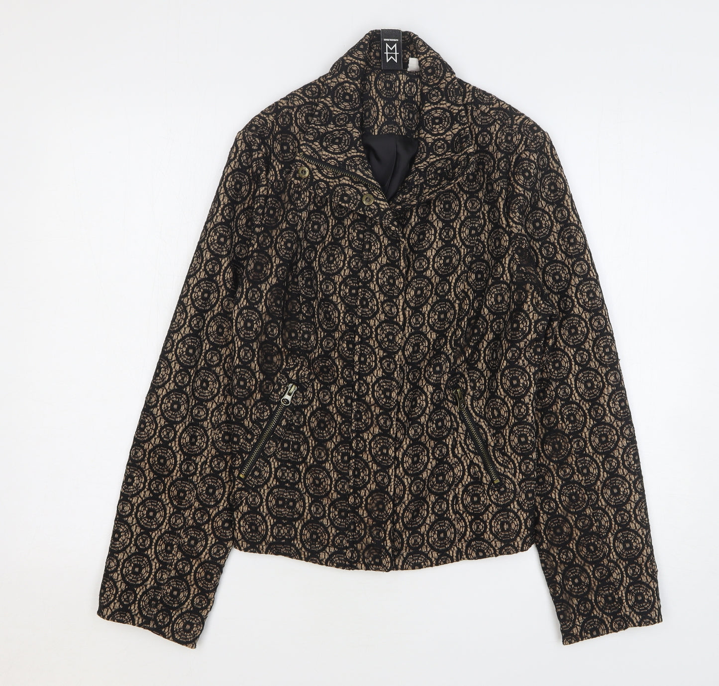 Marc Bouwer Womens Beige Geometric Jacket Size M Zip