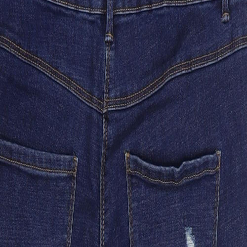 Matalan Womens Blue Cotton Dungaree One-Piece Size 14 L29 in Button - Distressed