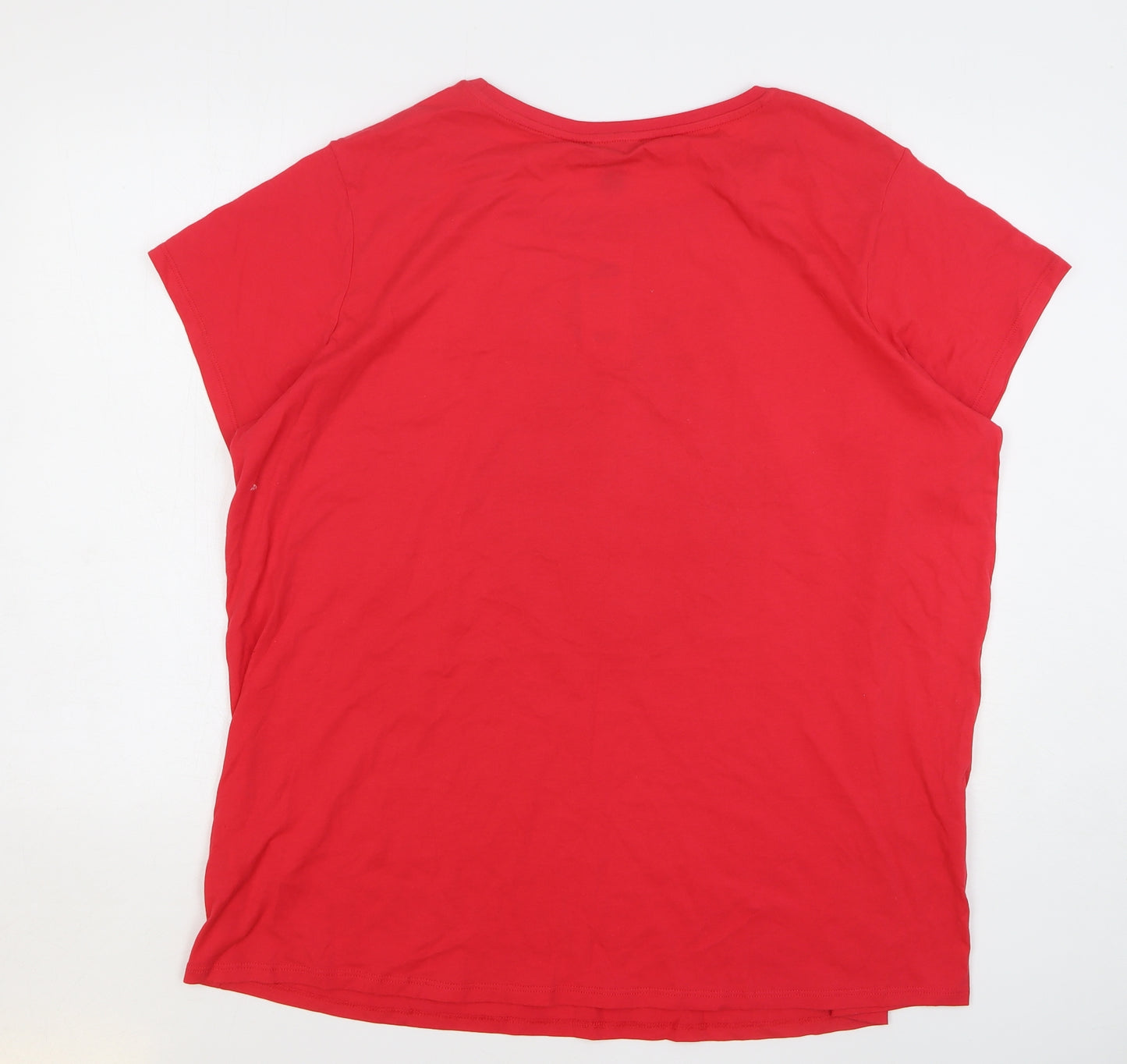 New Look Womens Red Cotton Basic T-Shirt Size 24 Round Neck - Christmas Bauble