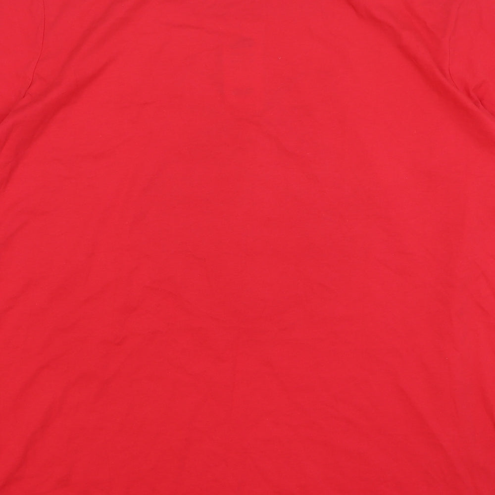New Look Womens Red Cotton Basic T-Shirt Size 24 Round Neck - Christmas Bauble