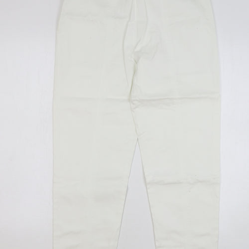 Maxx Womens White Cotton Chino Trousers Size 14 L29 in Regular Zip