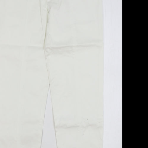 Maxx Womens White Cotton Chino Trousers Size 14 L29 in Regular Zip