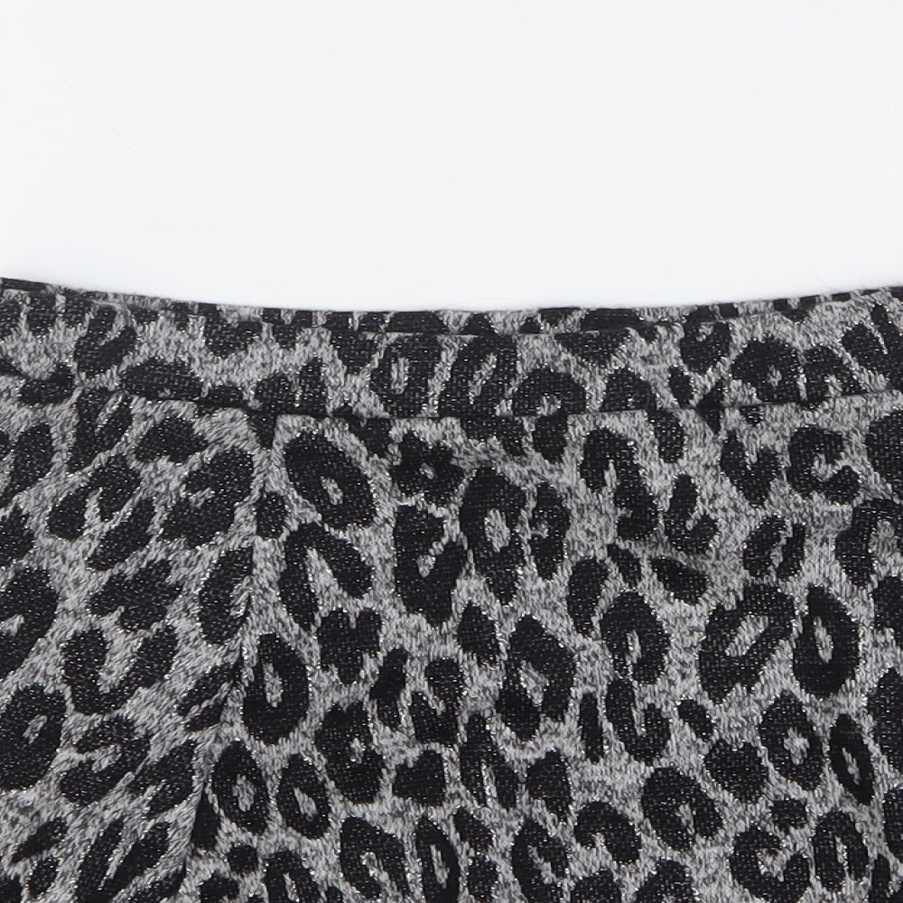 Blue Zoo Girls Grey Animal Print Acrylic Skater Skirt Size 11-12 Years Regular - Leopard Print