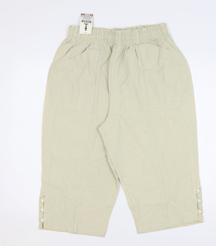 Selcuk Efes Womens Beige Cotton Chino Shorts Size 3XL L17 in Regular Drawstring