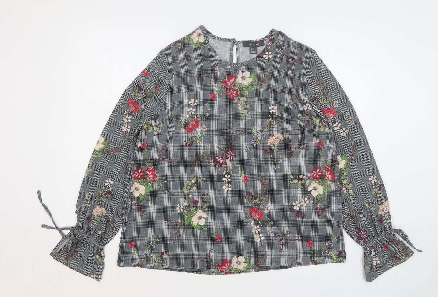 Primark Womens Multicoloured Floral Polyester Basic Blouse Size 14 Round Neck