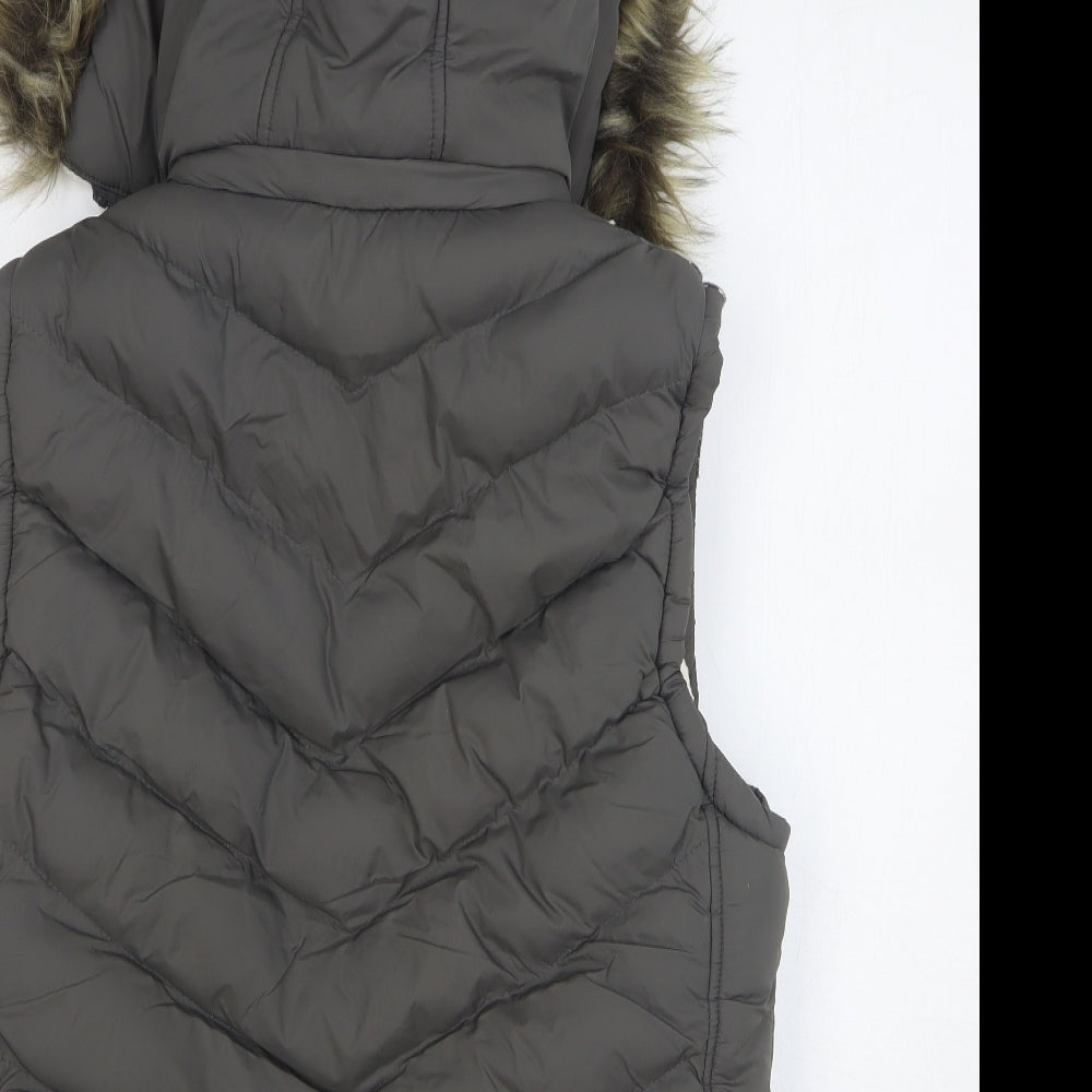 SoulCal&Co Womens Grey Fair Isle Gilet Coat Size 2XL Zip