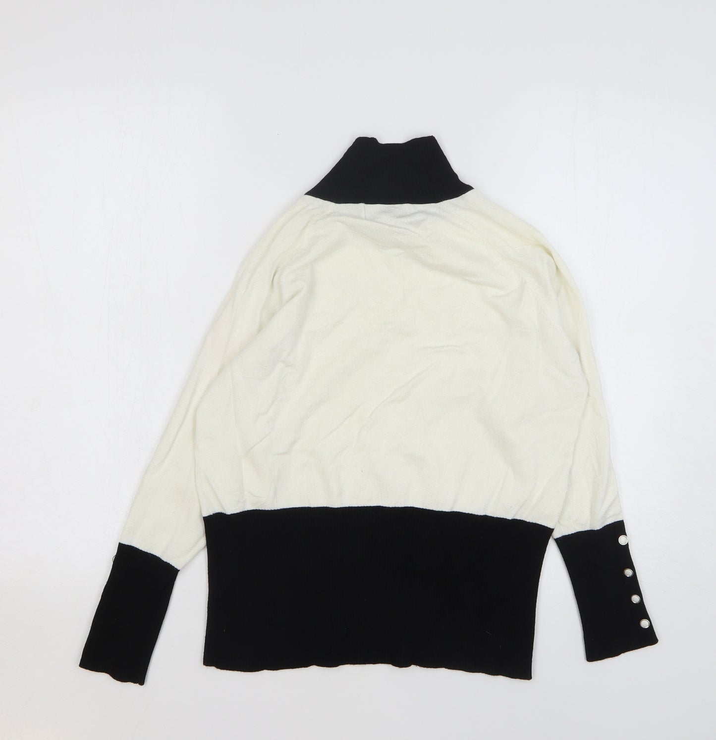 Marble Womens White High Neck Viscose Pullover Jumper Size M