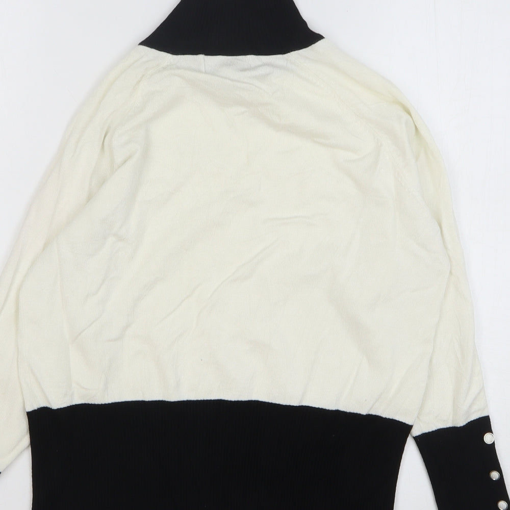 Marble Womens White High Neck Viscose Pullover Jumper Size M