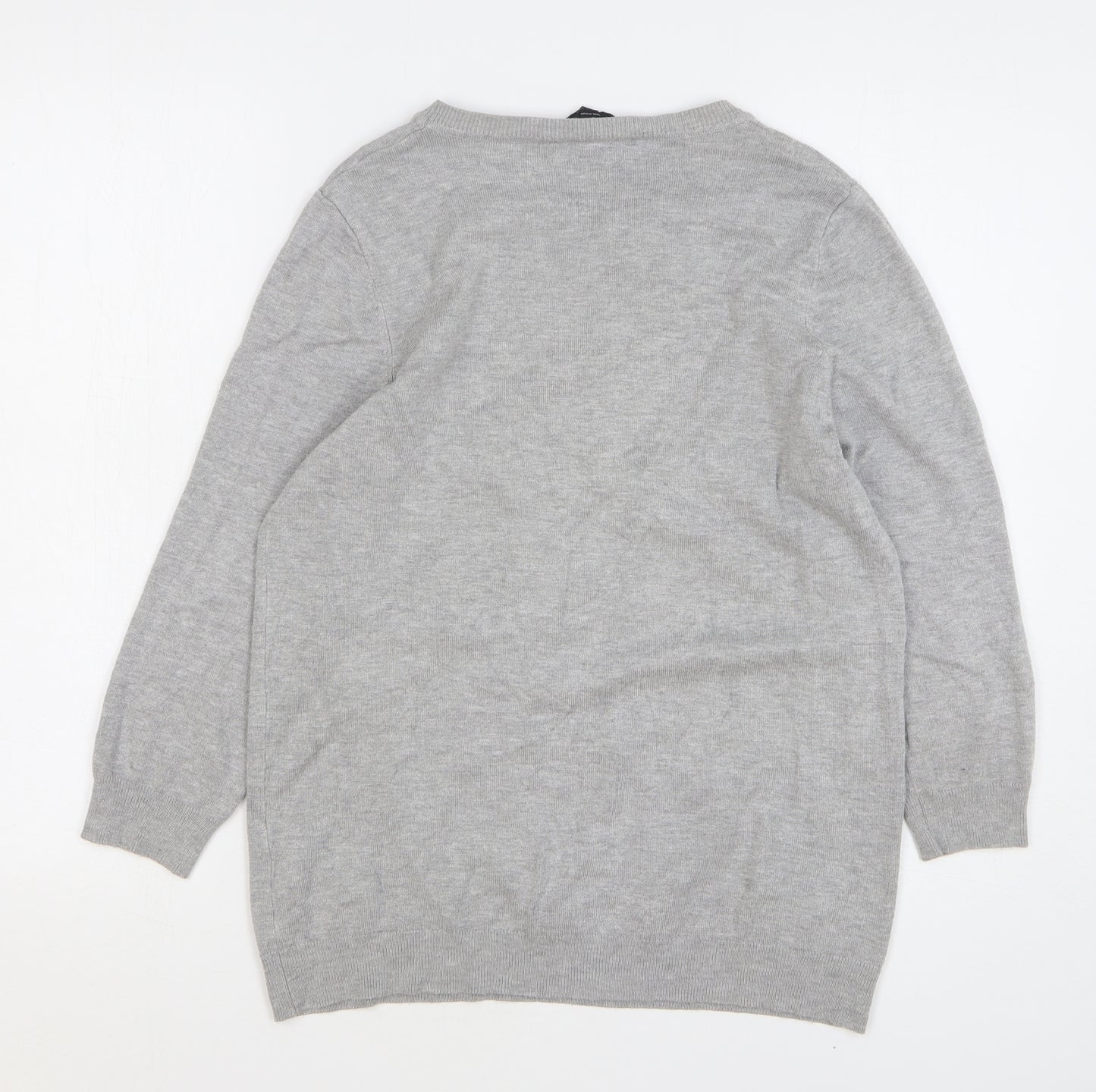 F&F Womens Grey Round Neck Viscose Pullover Jumper Size 10