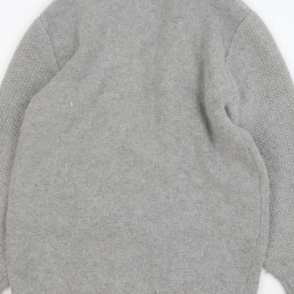 Jack Wills Womens Grey V-Neck Wool Cardigan Jumper Size 8