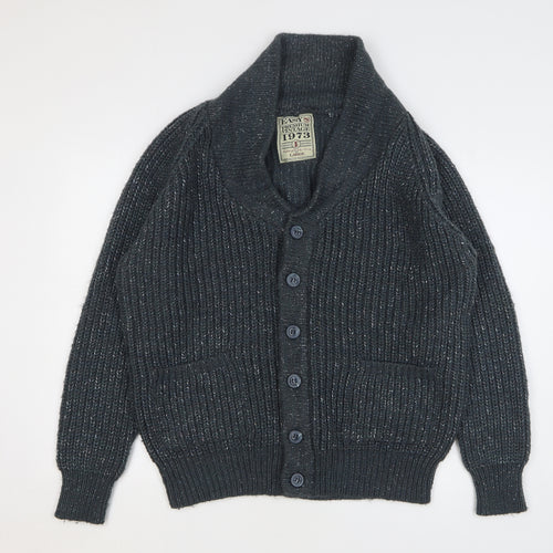 Easy Mens Green V-Neck Acrylic Cardigan Jumper Size L