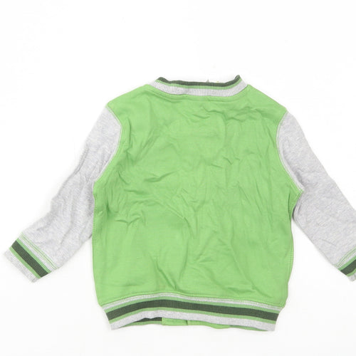 F&F Boys Green Striped Cotton Cardigan Jumper Size 3-6 Months Button - 19