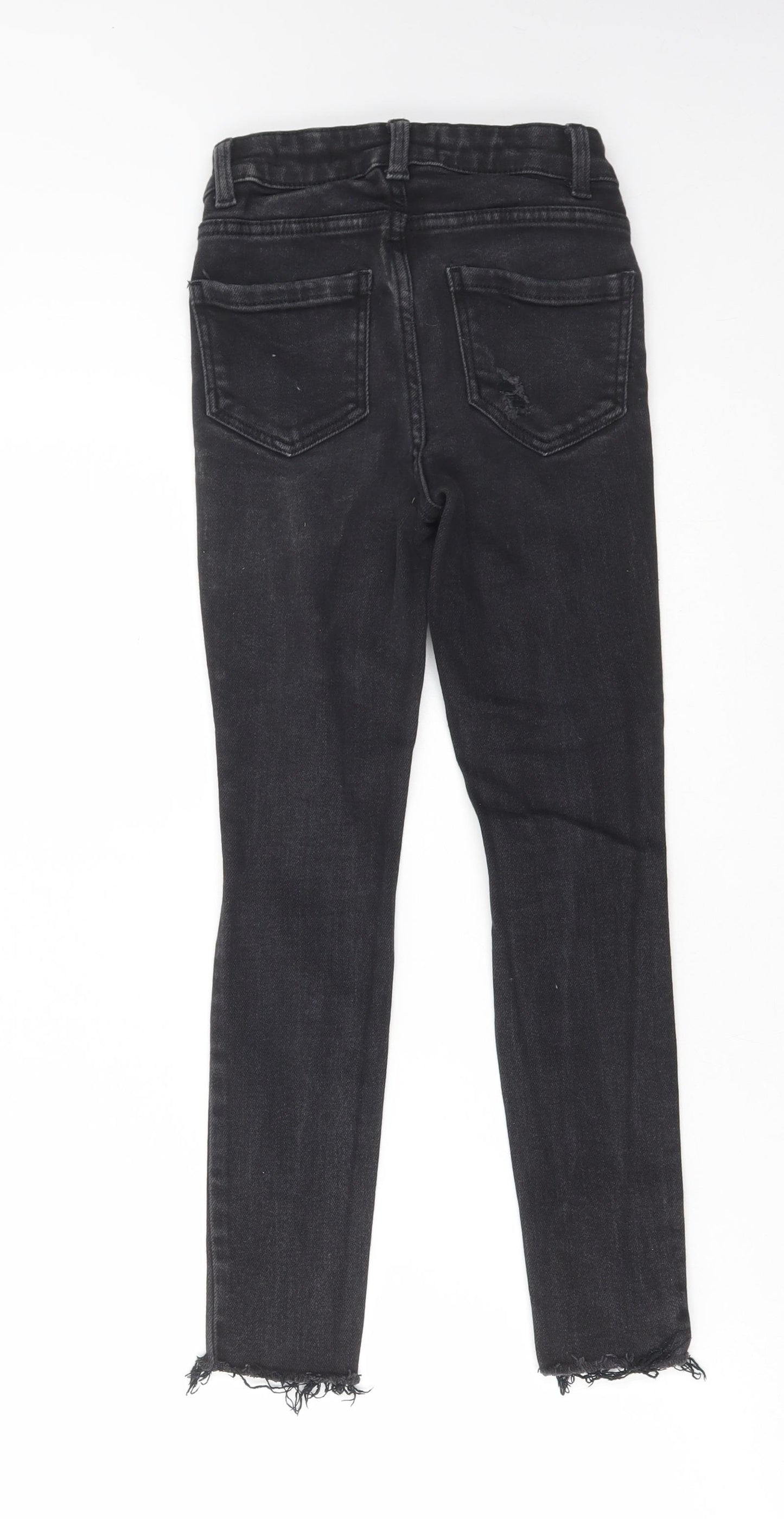 New Look Girls Black Cotton Skinny Jeans Size 11 Years Regular Zip - Distressed